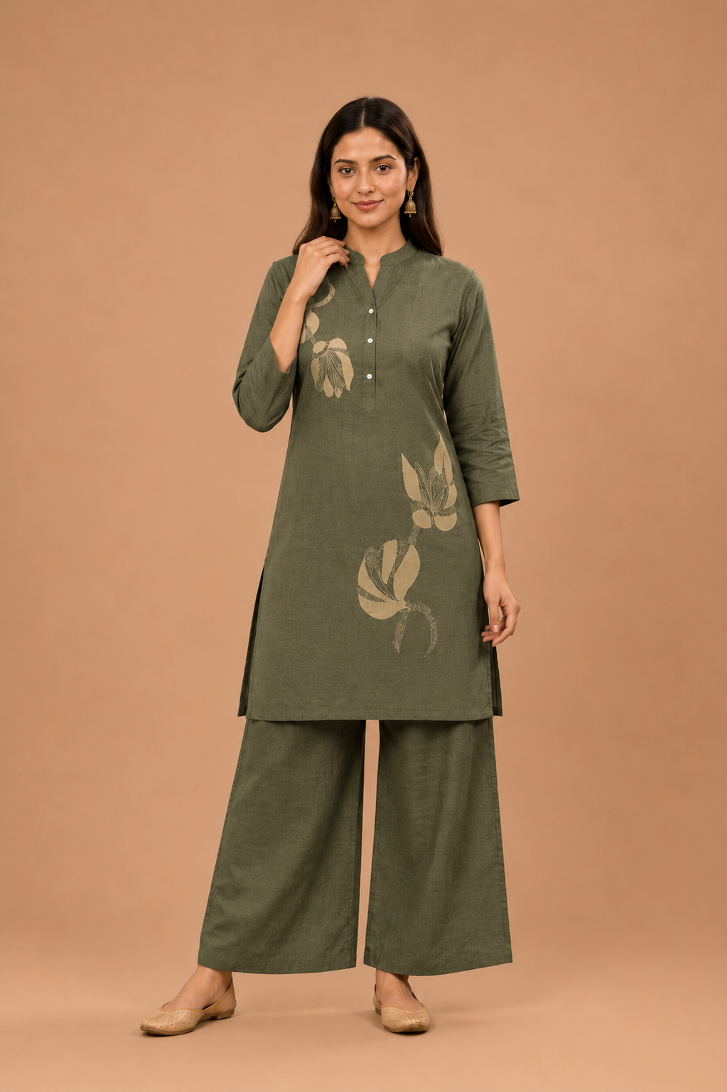 Floral Printed Cotton Blend Co-Ord Set for Women