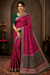 Rani Pink Silk Blend Saree with Designer Zari Border & Rich Woven Pallu