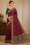 Maroon Silk Saree with Elegant Zari Border & Designer Pallu