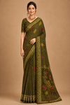 Olive Green Royal Bandhani Saree with Designer Pallu