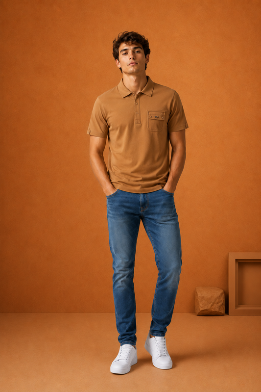 Men's Camel Brown Polo T-Shirt