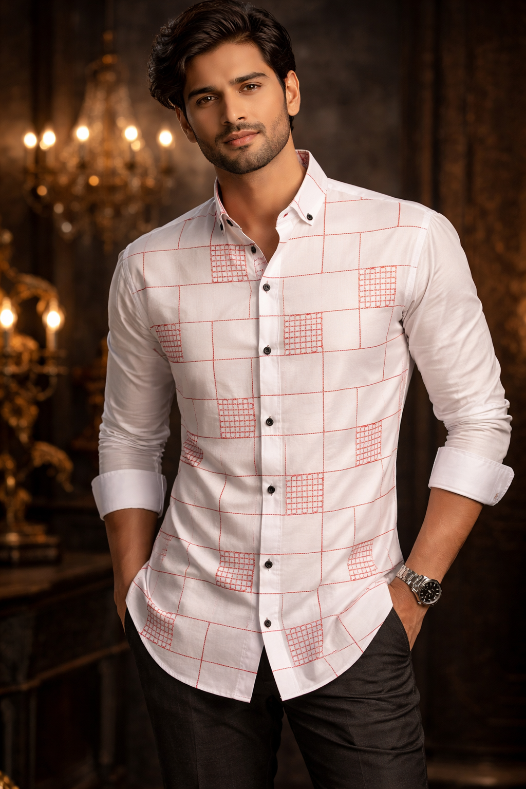 Men’s Premium Off-White Designer Party Wear Shirt