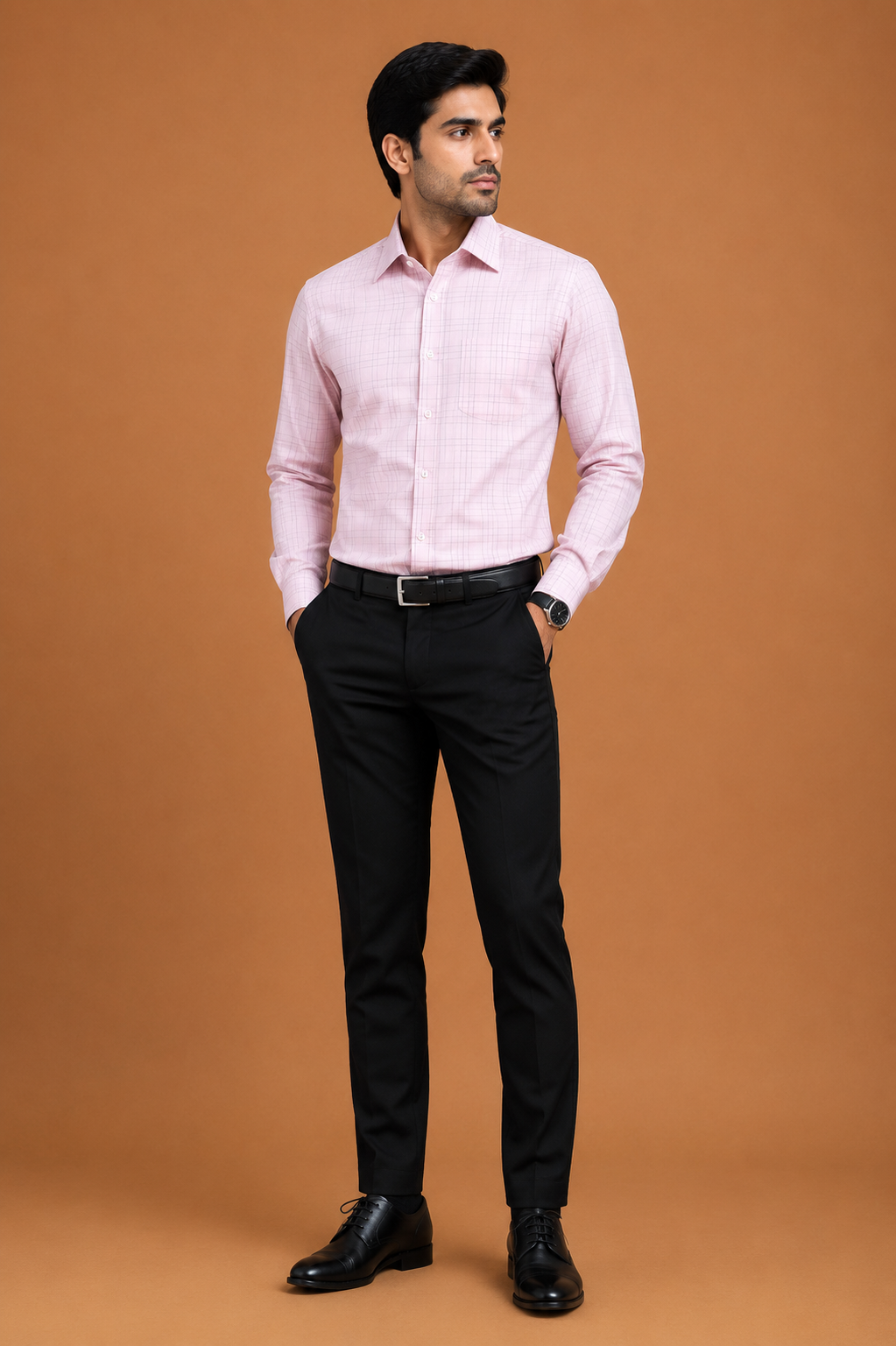 Men’s Light Pink Checks Premium Formal Shirt