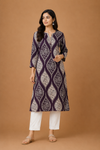 C'LAI Women's Purple Ethnic Printed Straight Kurti  Description:
