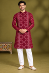 Maroon Printed Festive Kurta for Men