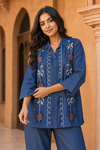 Denim Bloom Embroidered Co-ord Set