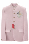 Men’s Peach Jacquard Embroidered Western Jodhpuri Suit