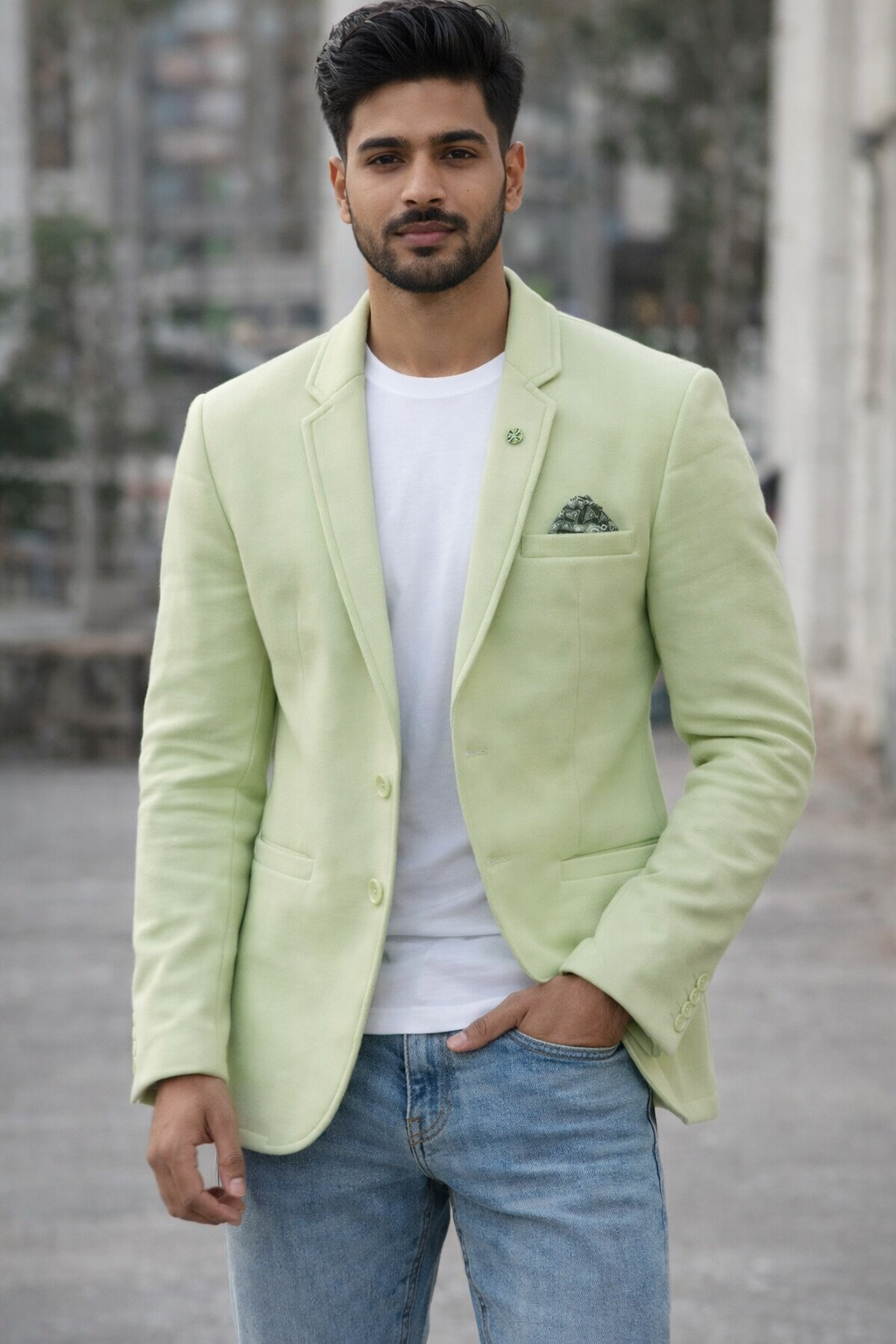 Men’s Mint Green Slim-Fit Party  Blazer