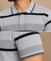 Men's Grey Striped Polo T-Shirt |