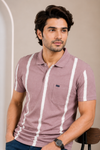 Men’s Dusty Pink Vertical Stripe Polo T-Shirt