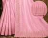 Women's Blush Pink Woven Silk Saree with Elegant Golden Border