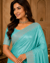 Sky Blue Designer Silk Saree with Elegant Zari Border
