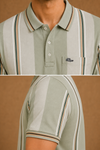 Men’s Sage Green Vertical Stripe Polo T-Shirt