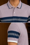 Men’s Mauve Horizontal Stripe Polo T-Shirt