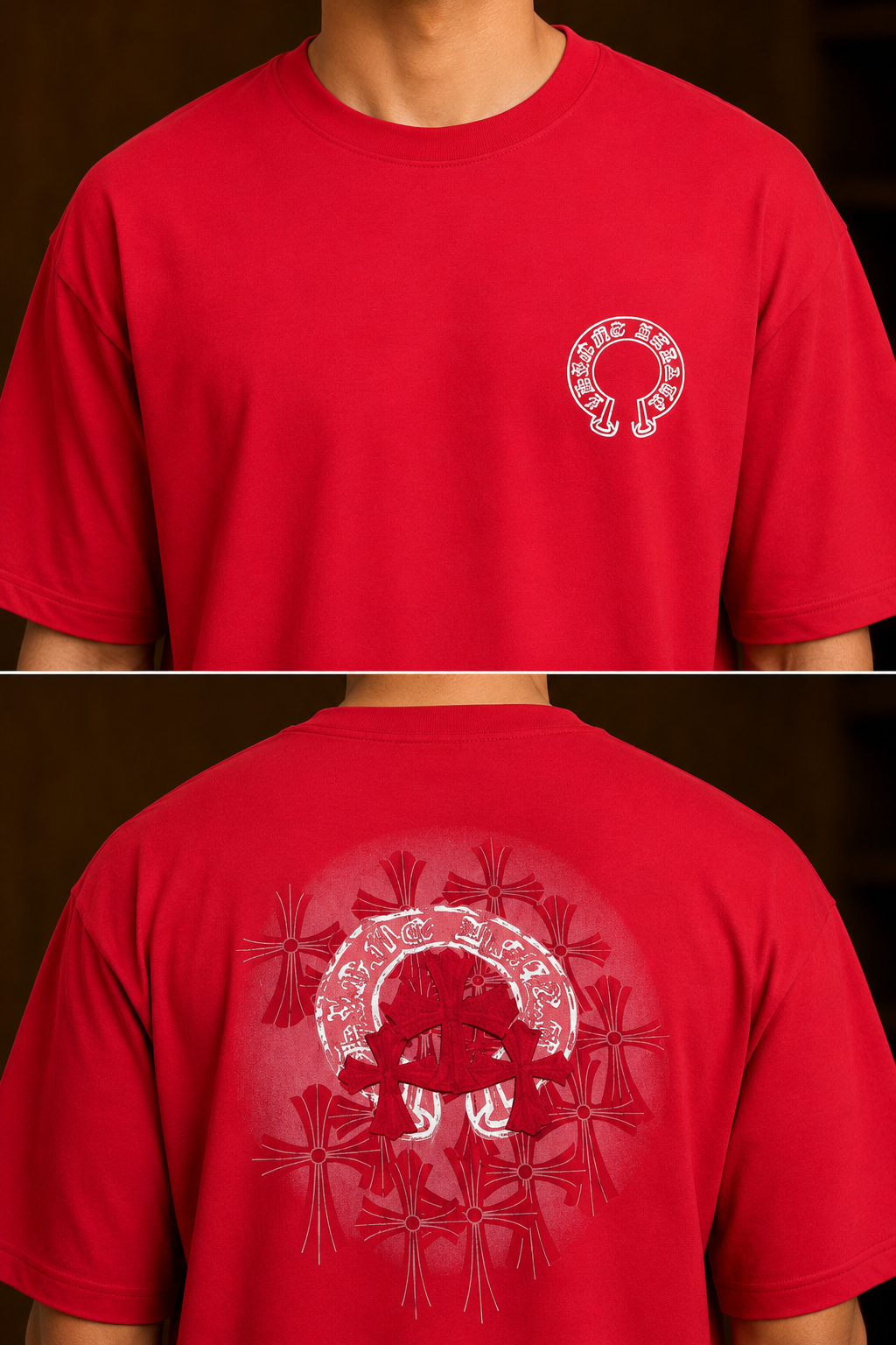 Crimson Red Oversized Graphic Print T-Shirt