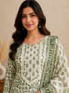 Elegant Olive Green Printed Cotton Kurta Set with Dupatta