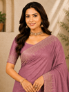 Women's Elegant Lavender Woven Silk Blend Saree with Rich Zari Border