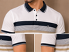 Classic Navy Stripe Polo T-Shirt – Premium Cotton Comfort