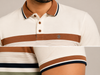 Men's Premium Stripe Polo T-Shirt – Off White & Coffee Brown