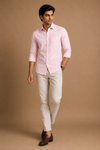 Men's Sky Blue Striped Casual Shirt – Premium Cotton Blend