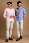 Men's Sky Blue Striped Casual Shirt – Premium Cotton Blend