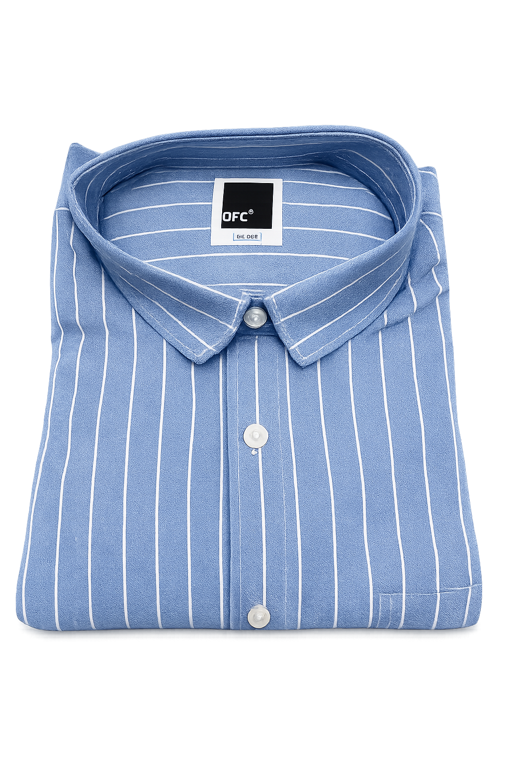 Men's Sky Blue Striped Casual Shirt – Premium Cotton Blend