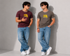 Men's Maroon Graphic Print Round Neck T-Shirt