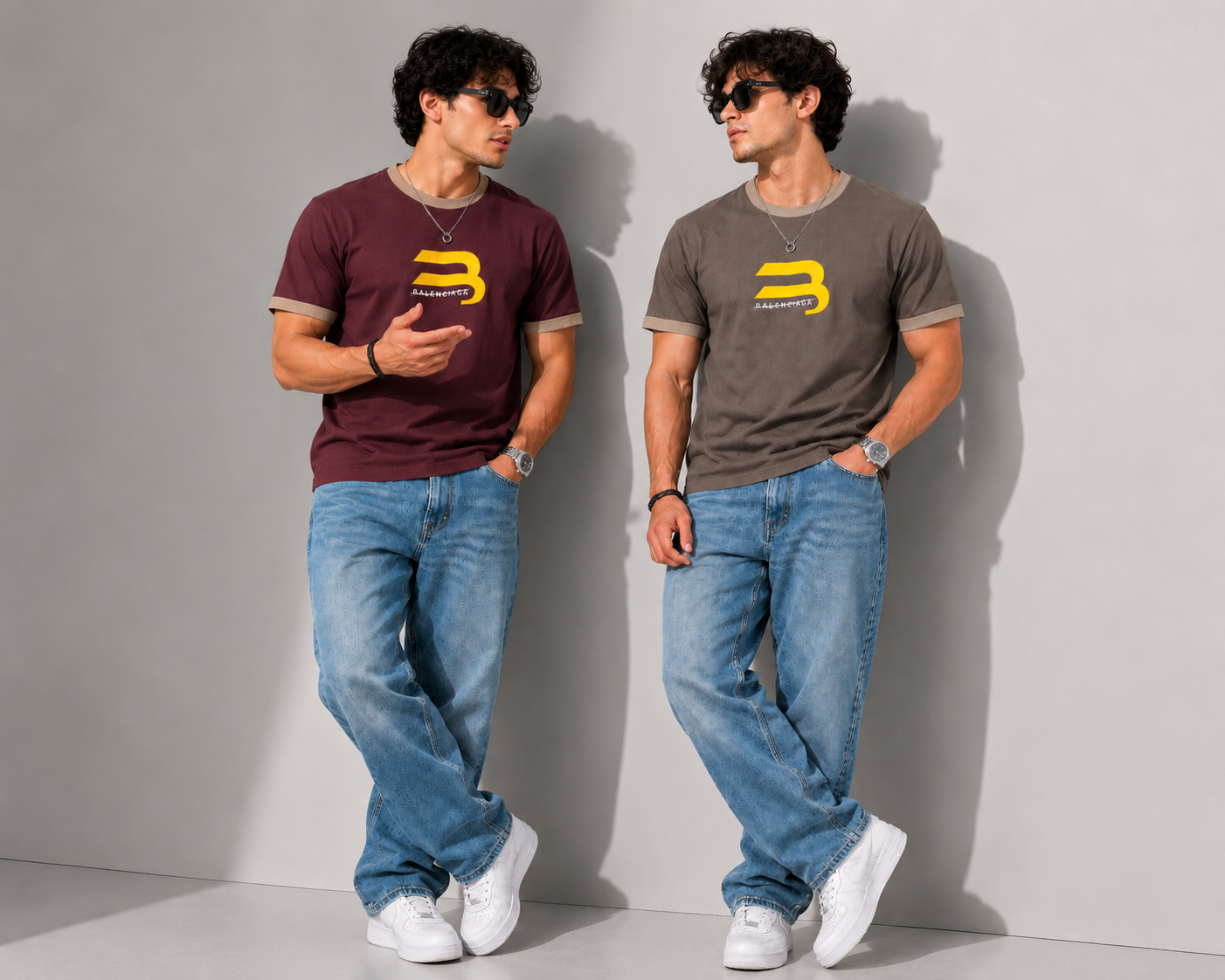 Men's Maroon Graphic Print Round Neck T-Shirt