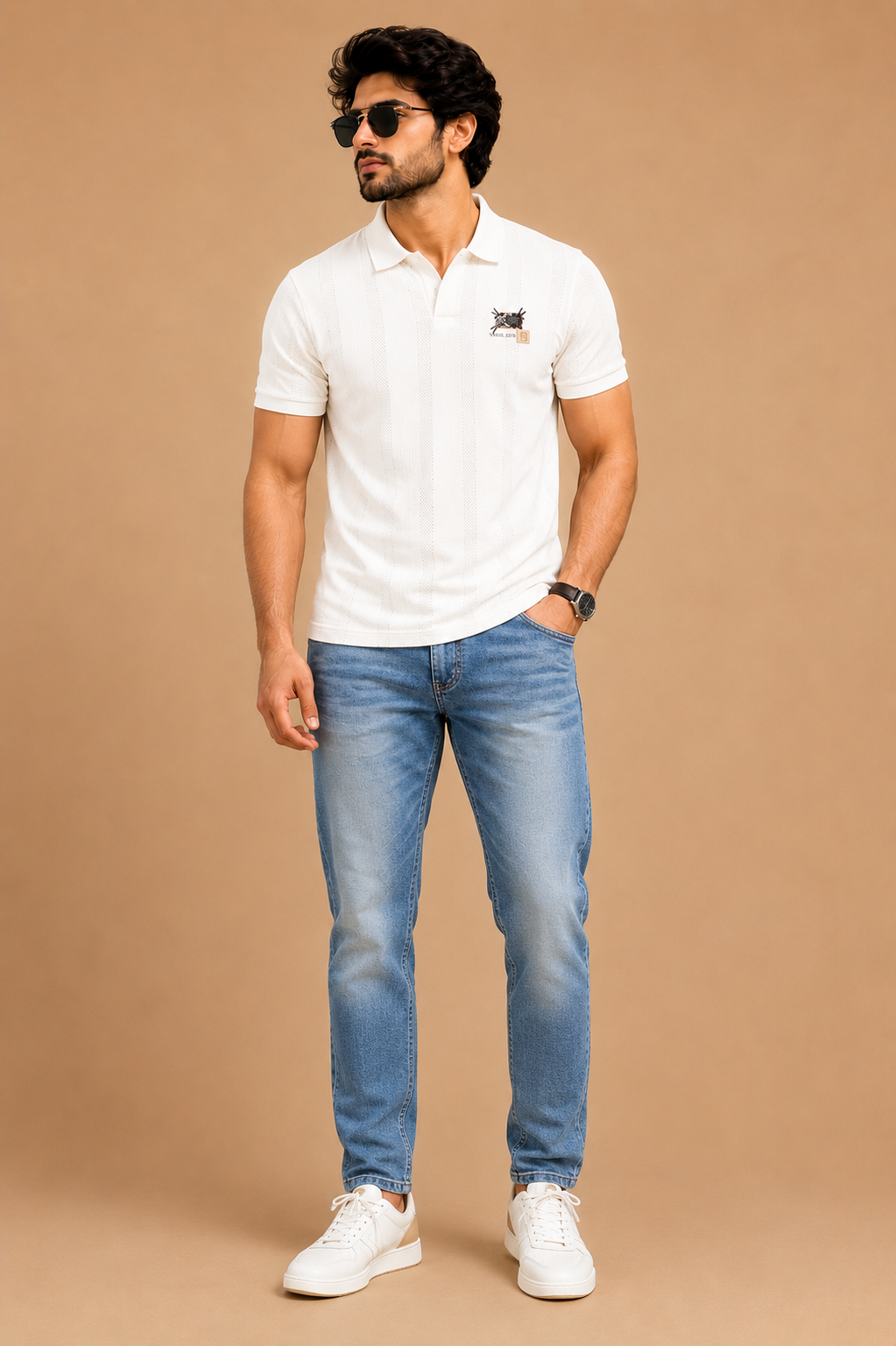 Men's Premium Textured Polo T-Shirt – Coffee Brown