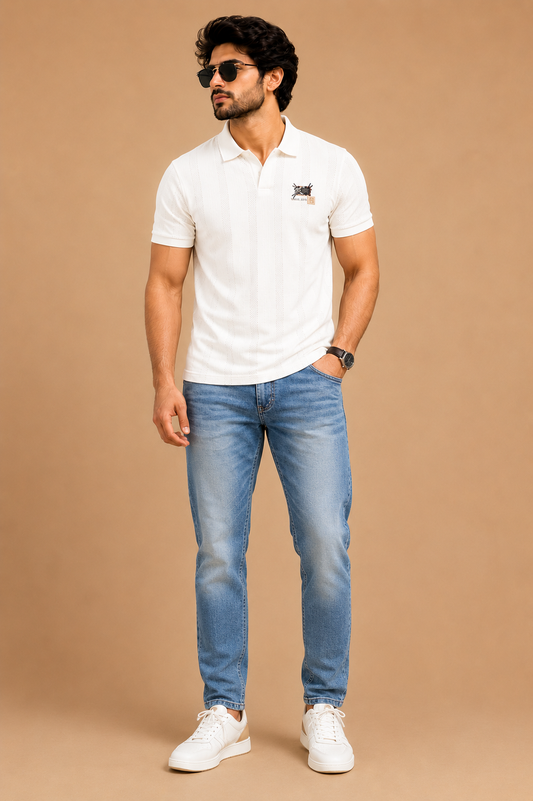 Men's Premium Textured Polo T-Shirt – Coffee Brown
