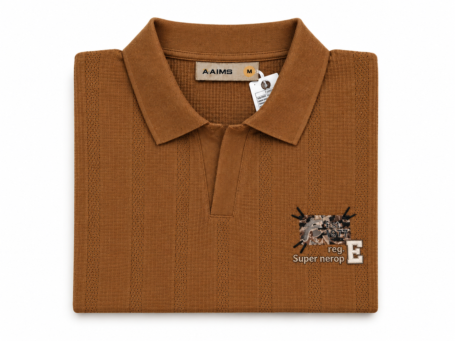 Men's Premium Textured Polo T-Shirt – Coffee Brown