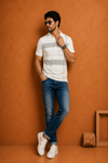 Men's Premium Off-White Textured Polo T-Shirt