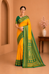 Royal Purple Silk Saree with Green Zari Border