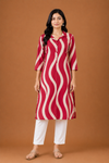 C'LAI Women's Lime Green Abstract Print Straight Kurta