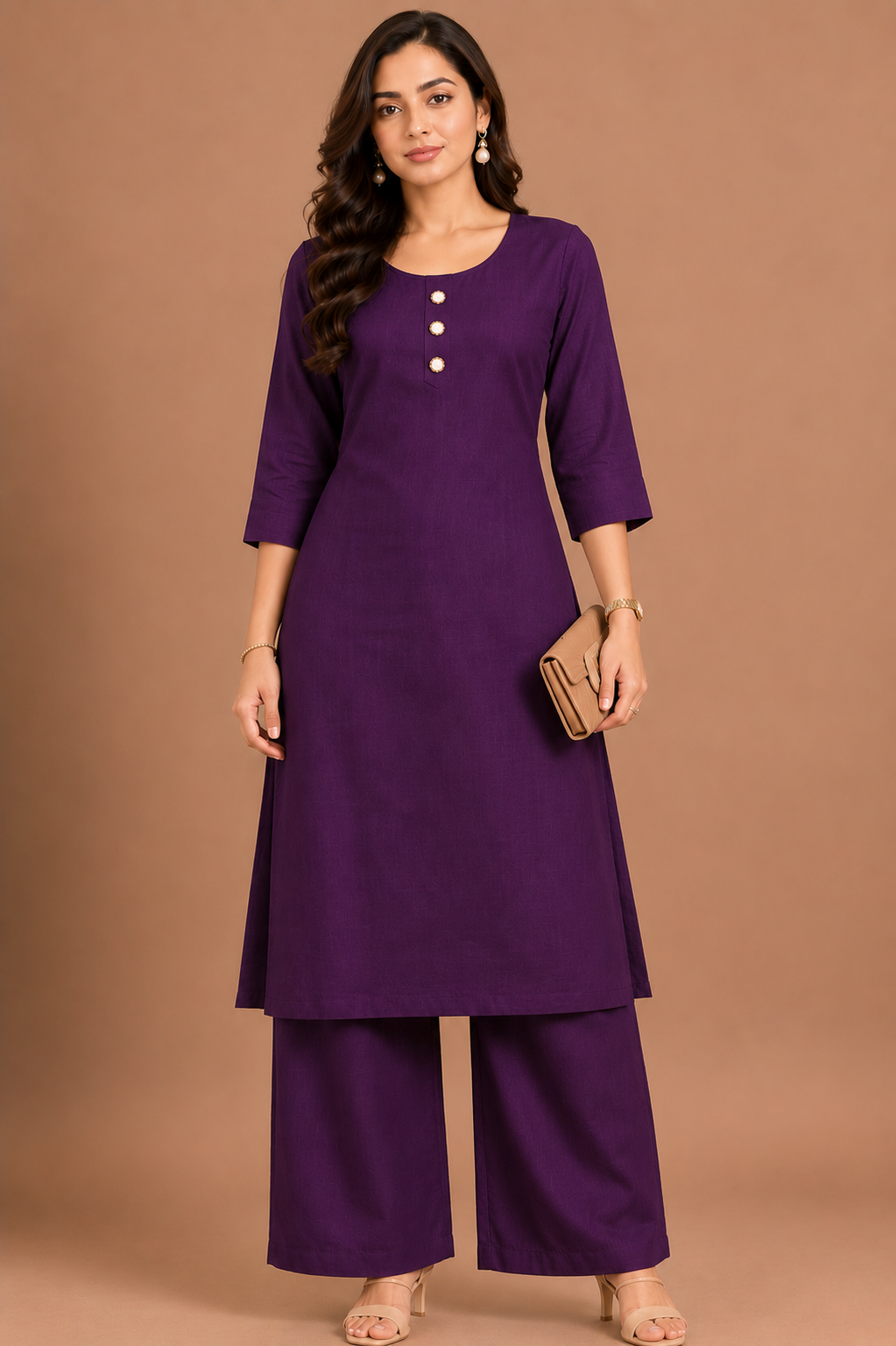 Dusty Rose Cotton Blend Co-Ord Set for Women