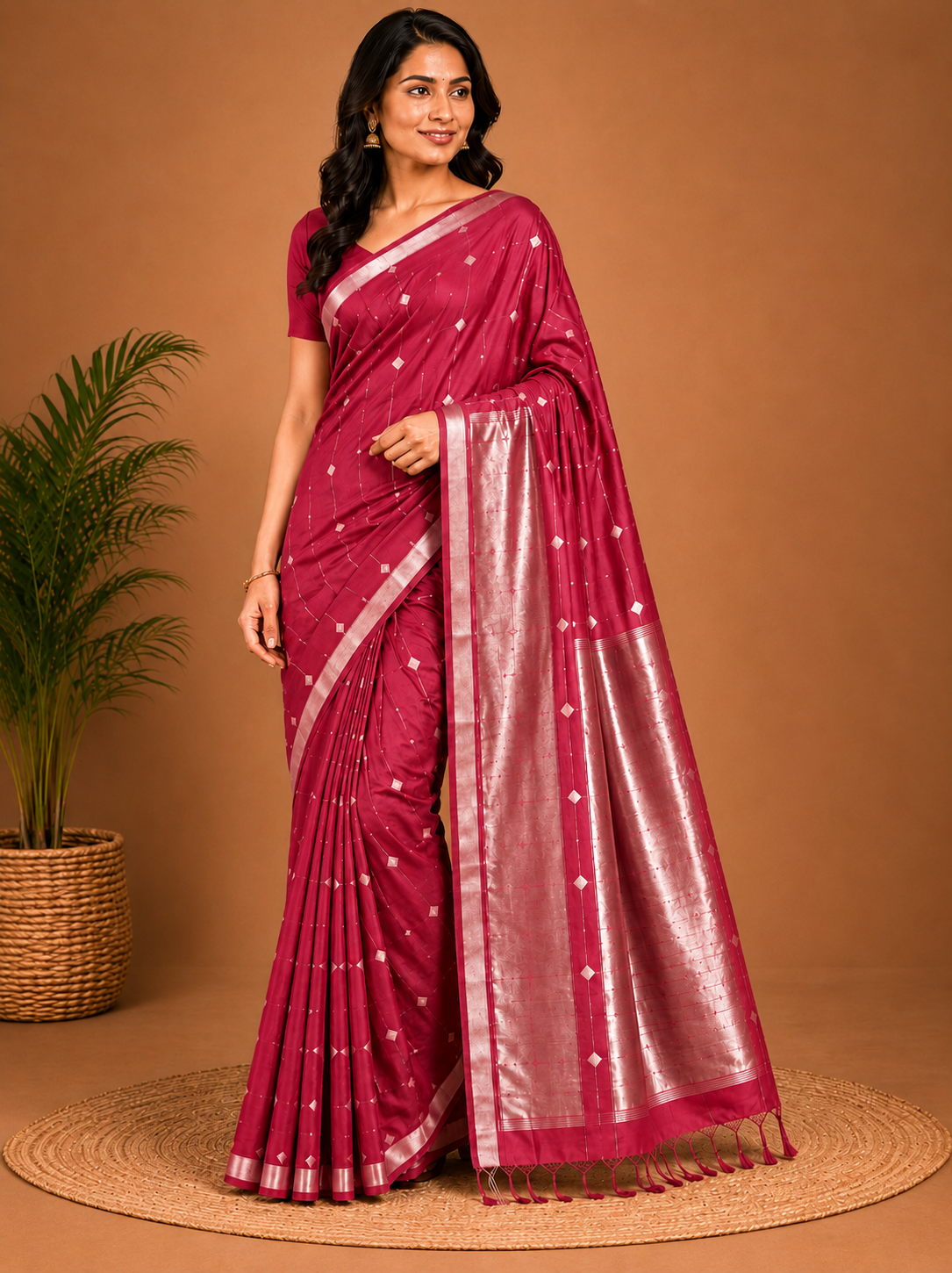 Elegant Teal Green Maheshwari Silk Saree with Silver Zari Pallu