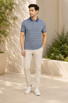 Men's Dusty Rose Striped Polo T-Shirt