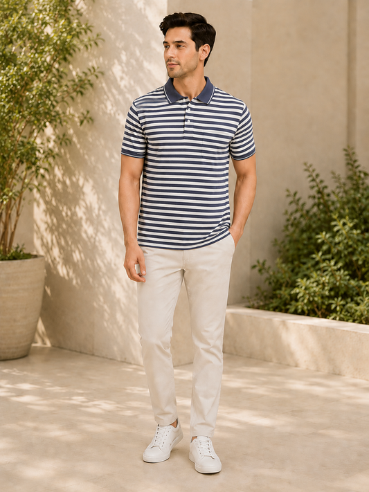 Men’s Aquqa Striped Polo T-Shirt