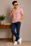 Men's Sky Blue Printed Polo T-Shirt |Smart Casual Wear