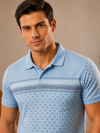 Men's Sky Blue Printed Polo T-Shirt |Smart Casual Wear