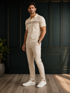 Men's Slate Grey Geometric Printed Polo T-Shirt