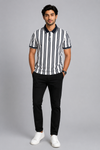 Men's Cream & Olive Vertical Stripe Polo T-Shirt |