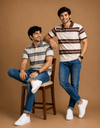 Men's Premium Brown Striped Polo T-Shirt