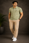 Men's Black Textured Polo T-Shirt |