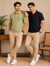 Men's Black Textured Polo T-Shirt |