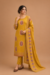 Royal Blue Ethnic Printed Kurti Pant & Dupatta Set