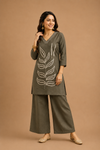 Purple Botanical Print Cotton Blend Co-Ord Set for Women