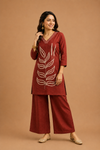 Purple Botanical Print Cotton Blend Co-Ord Set for Women