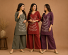 Purple Botanical Print Cotton Blend Co-Ord Set for Women