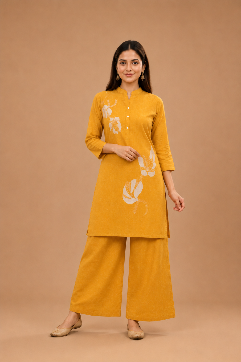 Maroon Floral Printed Cotton Blend Co-Ord Set for Women